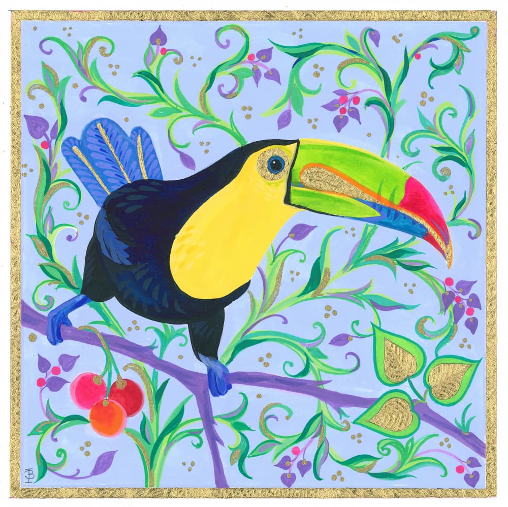 Colorful Beak Perched On A Branch by Isabelle Brent — canvas wall art