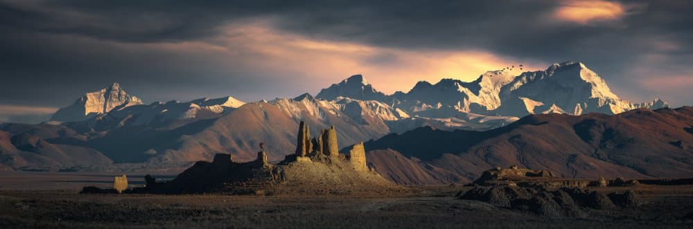 Mountain Peaks and Ancient Ruins by Selions（陈磊） — canvas wall art