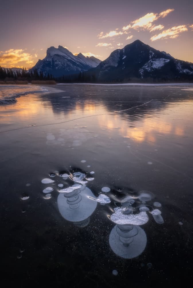 Mountain Glow Ice Bubbles by Yongnan Li （李永男） — canvas wall art