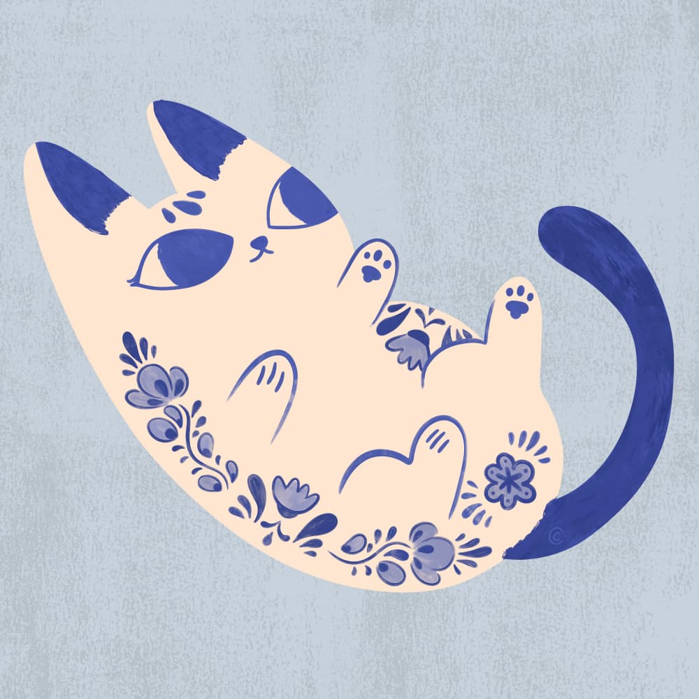 Purrcelin Cat 3 by Carrie Cantwell — canvas wall art