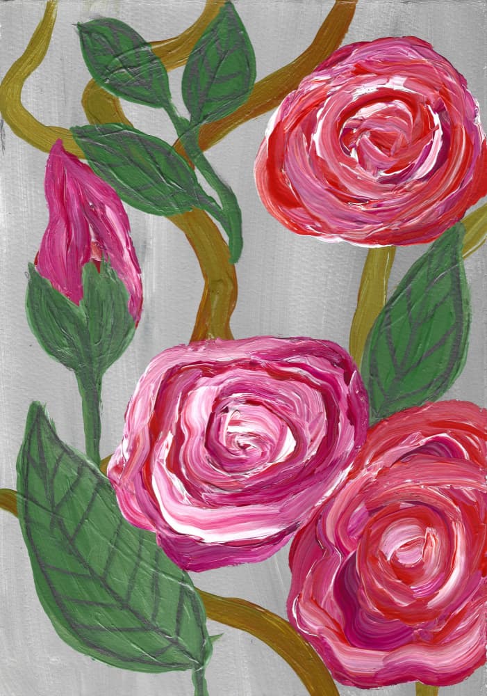 Blooming Pink Roses by Janine Brewster — canvas wall art