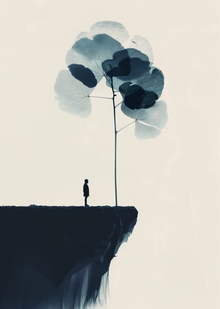 Lone Figure Blue Tree by Andreas Magnusson — canvas wall art
