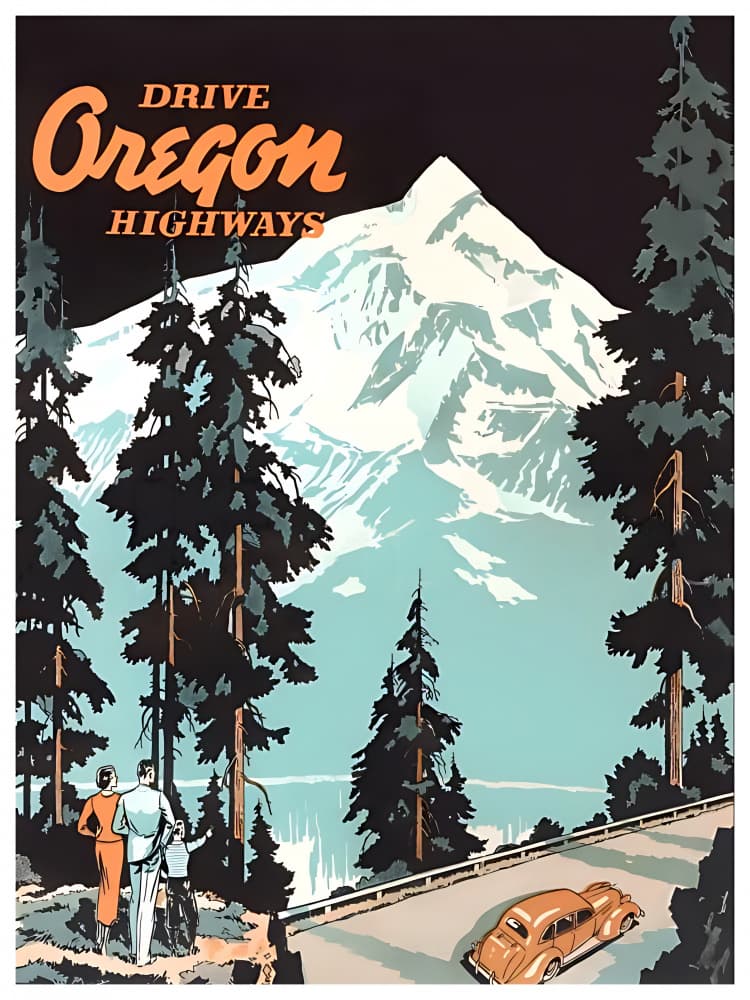 Vintage Oregon Highways by Chad Hyde — canvas wall art