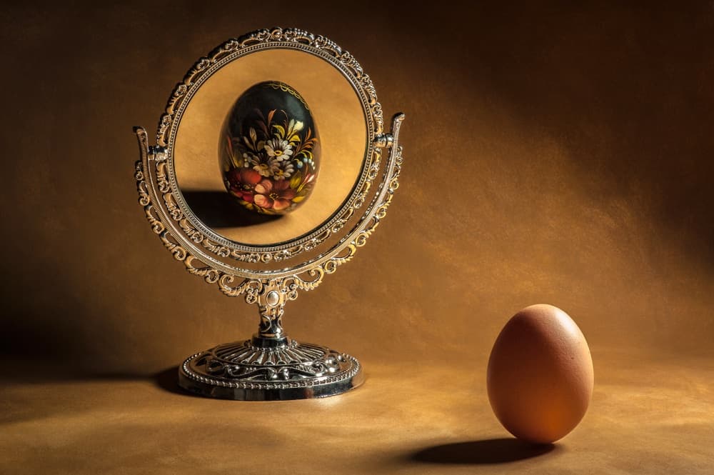 Egg Mirror Reflection by Raffaele Spettoli — canvas wall art