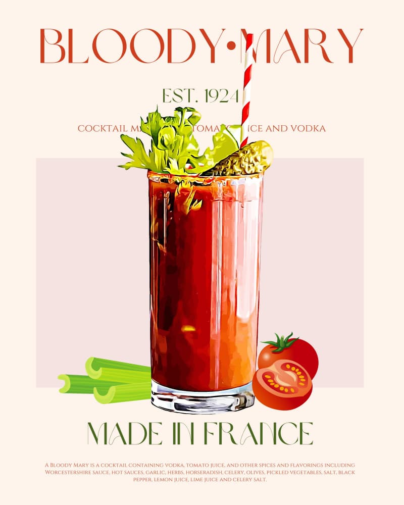 Classic Bloody Mary Drink by Nazma Khokhar — canvas wall art