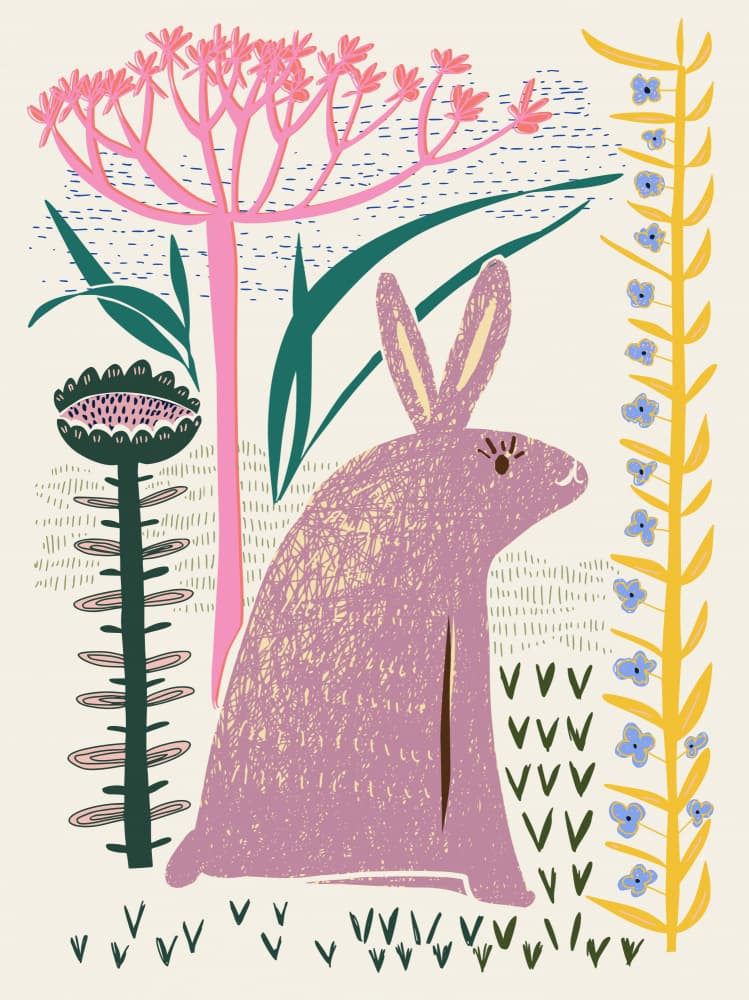 Whimsical Garden Rabbit by Annick — canvas wall art