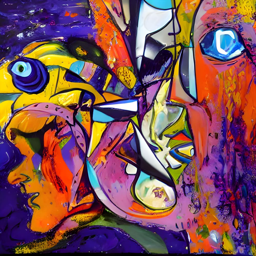 Abstract Faces Colorful by mnemonixART — canvas wall art