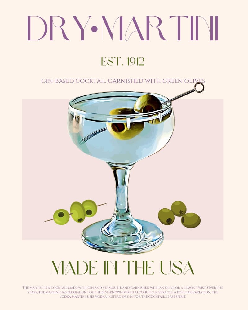 Classic Dry Martini by Nazma Khokhar — canvas wall art
