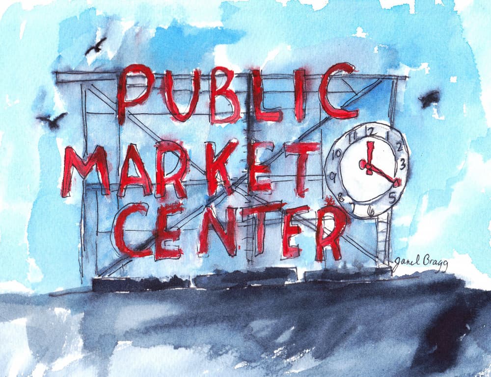 Pike Place Market in Seattle by Janel Bragg — canvas wall art