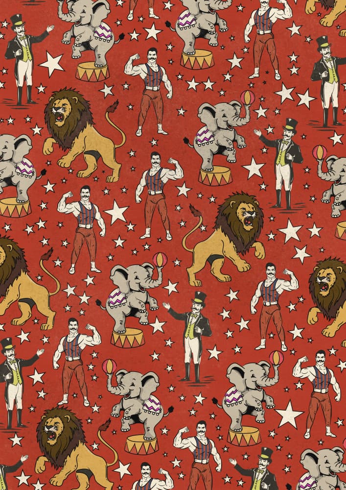 Vintage Circus Pattern by Nicholas — canvas wall art