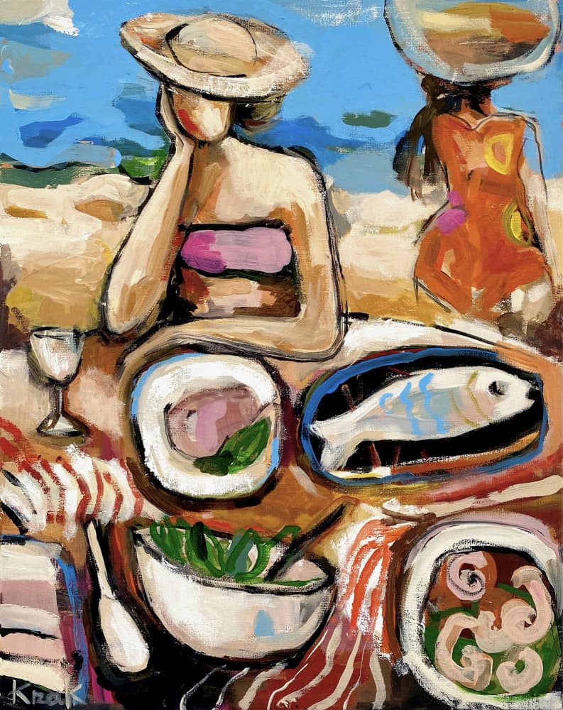 Colorful Beach Lunch by Magdalena  Krzak — canvas wall art