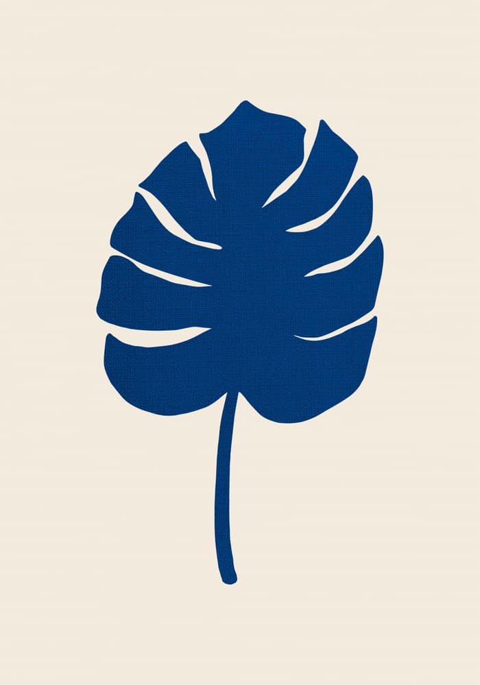 Blue Monstera Leaf by Old Artists Studio — canvas wall art