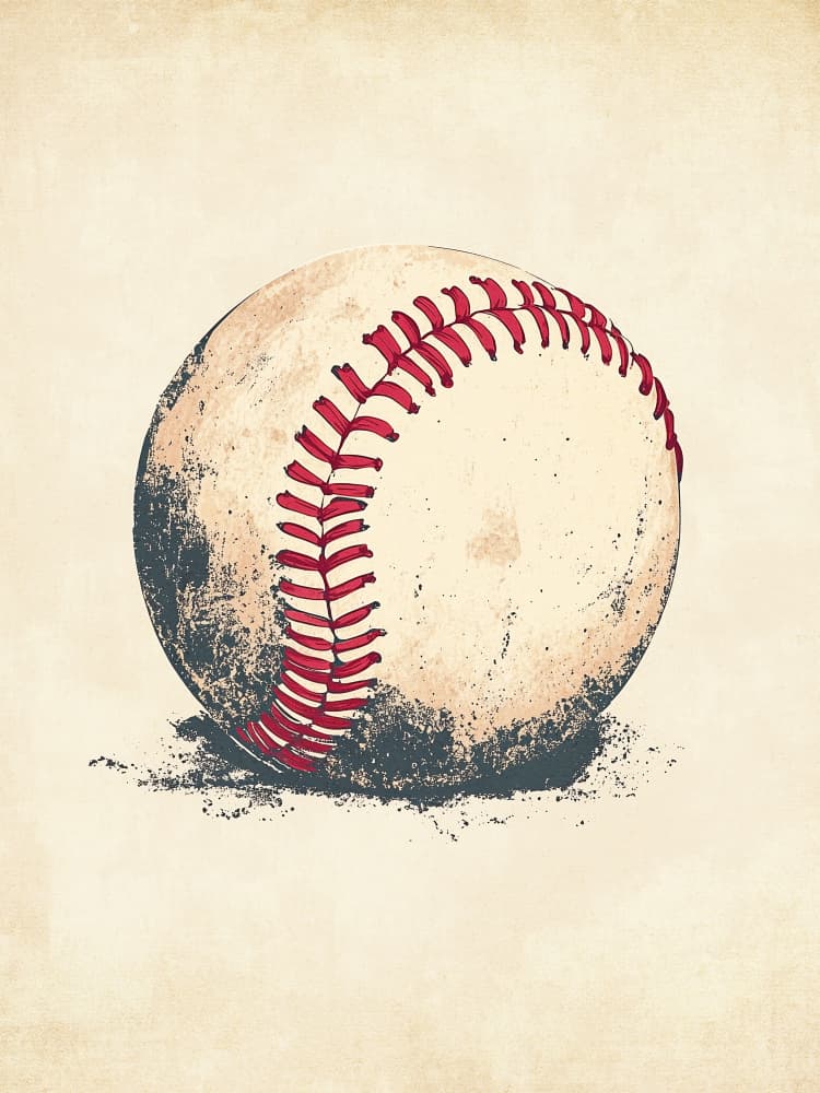 Vintage Baseball Ball by Old Artists Studio IV — canvas wall art