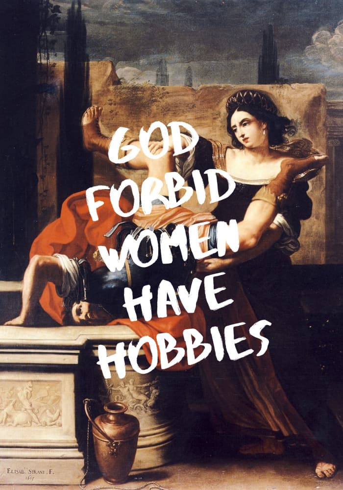 God Forbid Women Hobbies by Athene Fritsch — canvas wall art