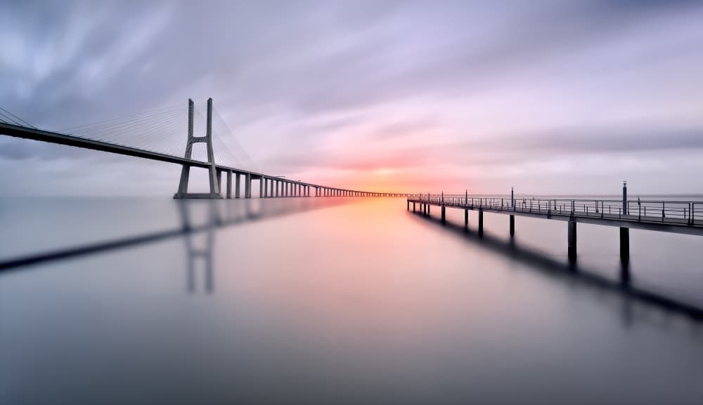 Tranquil Bridge Sunset by Jesús M. García — canvas wall art