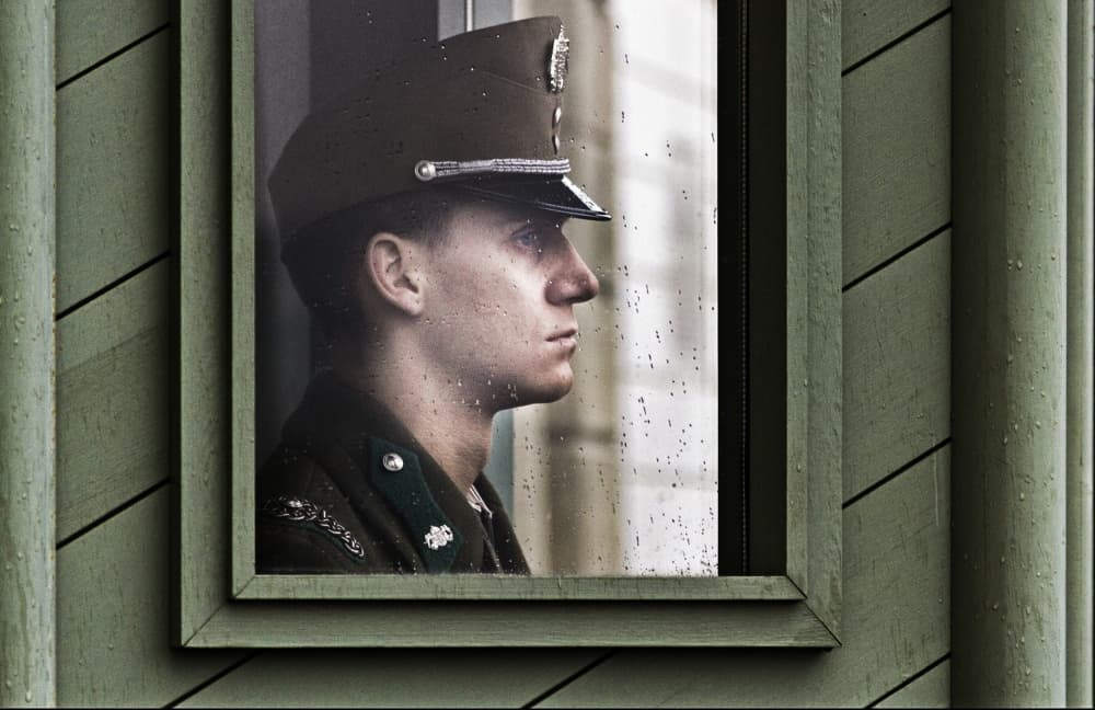 Pensive Soldier in Rain by Danna Sladjana — canvas wall art