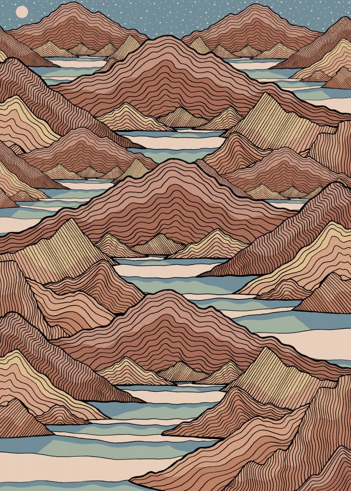 Moonlit Layered Mountains by Stephen Wade — canvas wall art