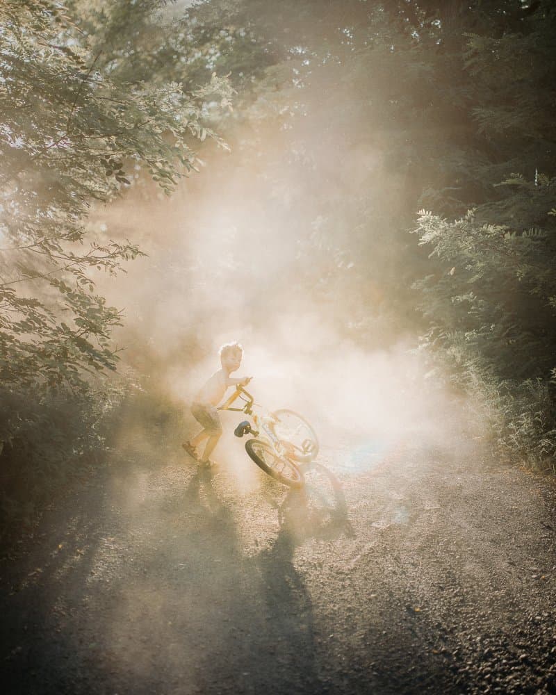 Golden Dust Bike Ride by Radovan Skohel — canvas wall art