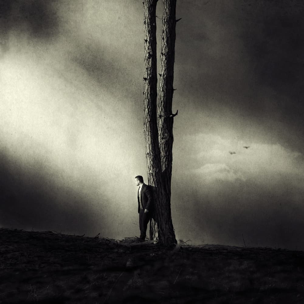 Solitary Man Under Stormy Sky by Radovan Skohel — canvas wall art