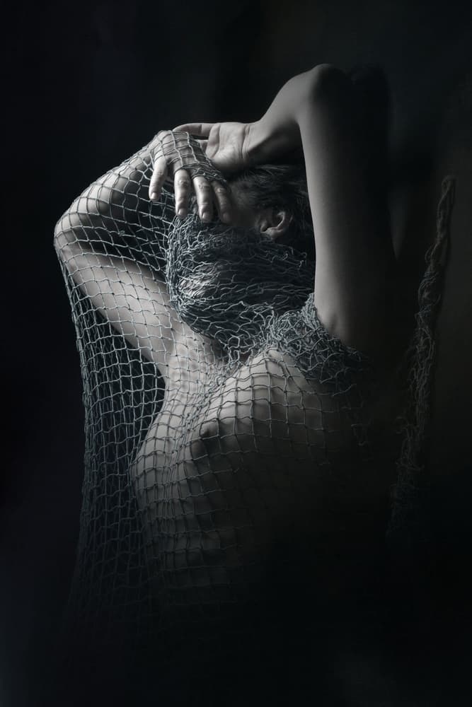 Netted Figure in Shadow by Olga Mest — canvas wall art