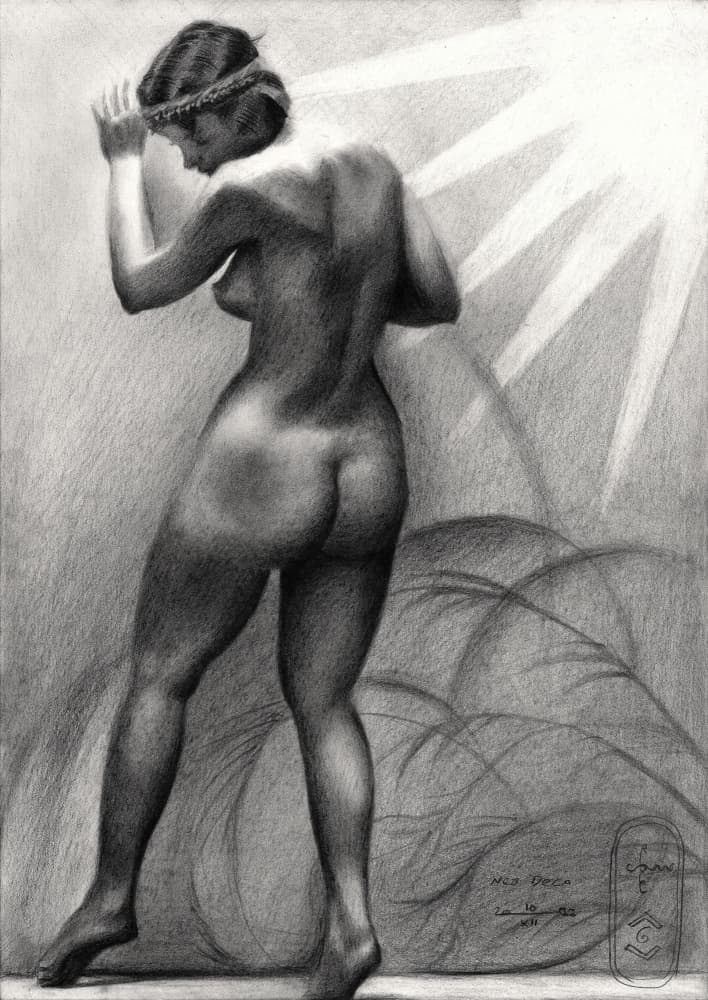 Contemplative Nude Figure by Corné Akkers — canvas wall art