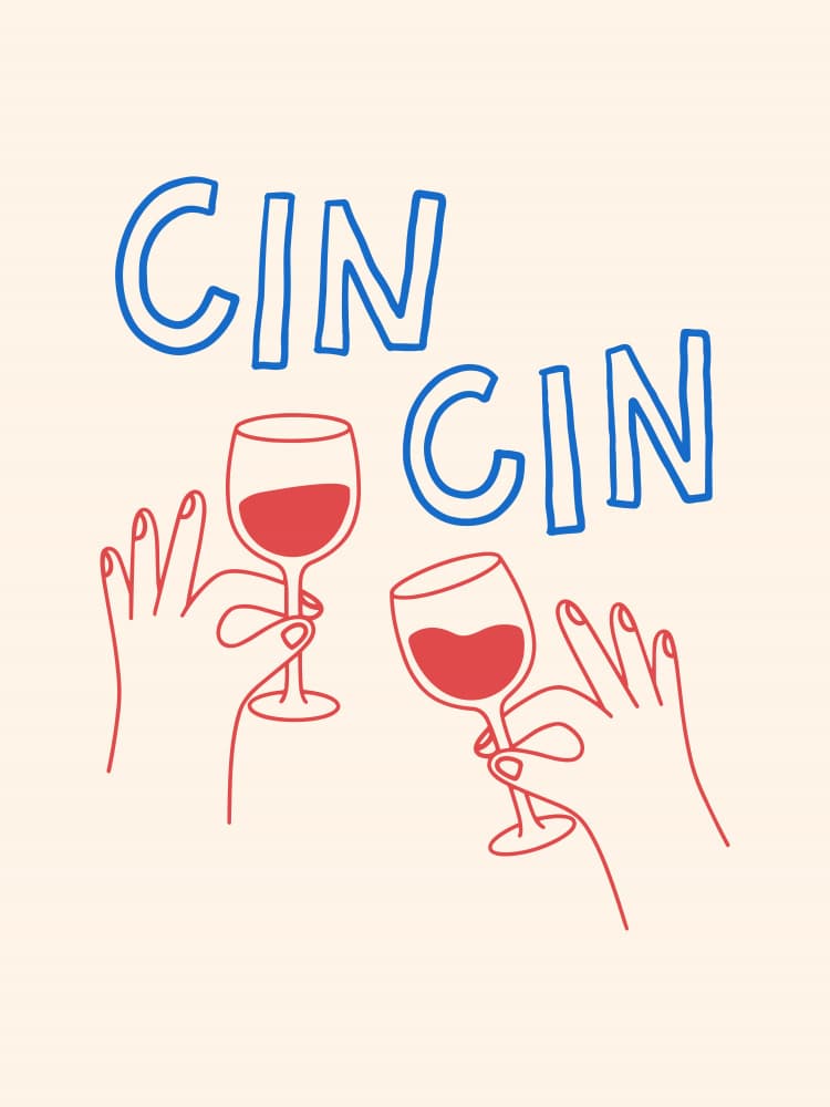 Cin Cin Wine Toast by Mathieu — canvas wall art
