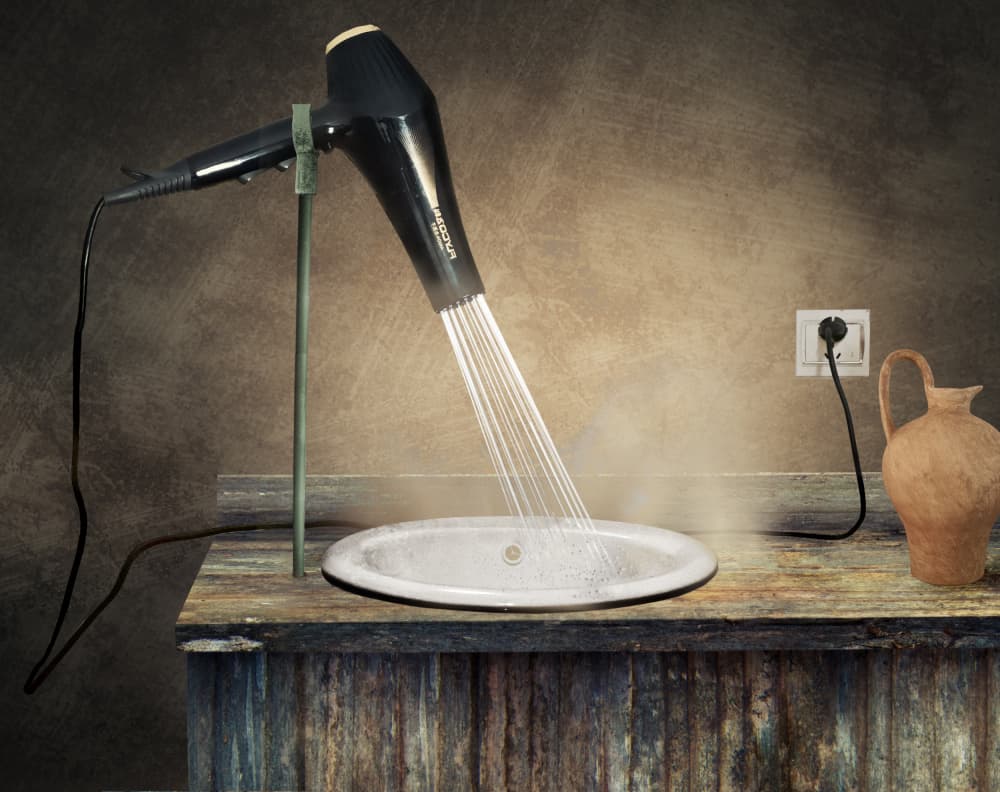 Hairdryer Shower by Biao  Huang — canvas wall art