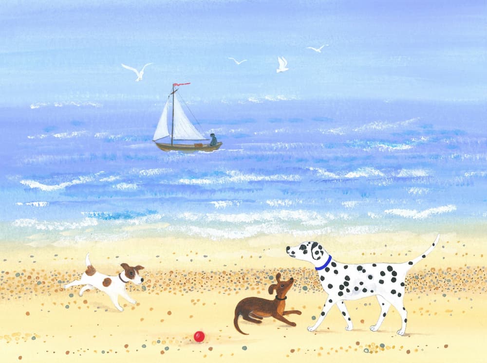Doggy Plays On the Beach by Isabelle Brent — canvas wall art