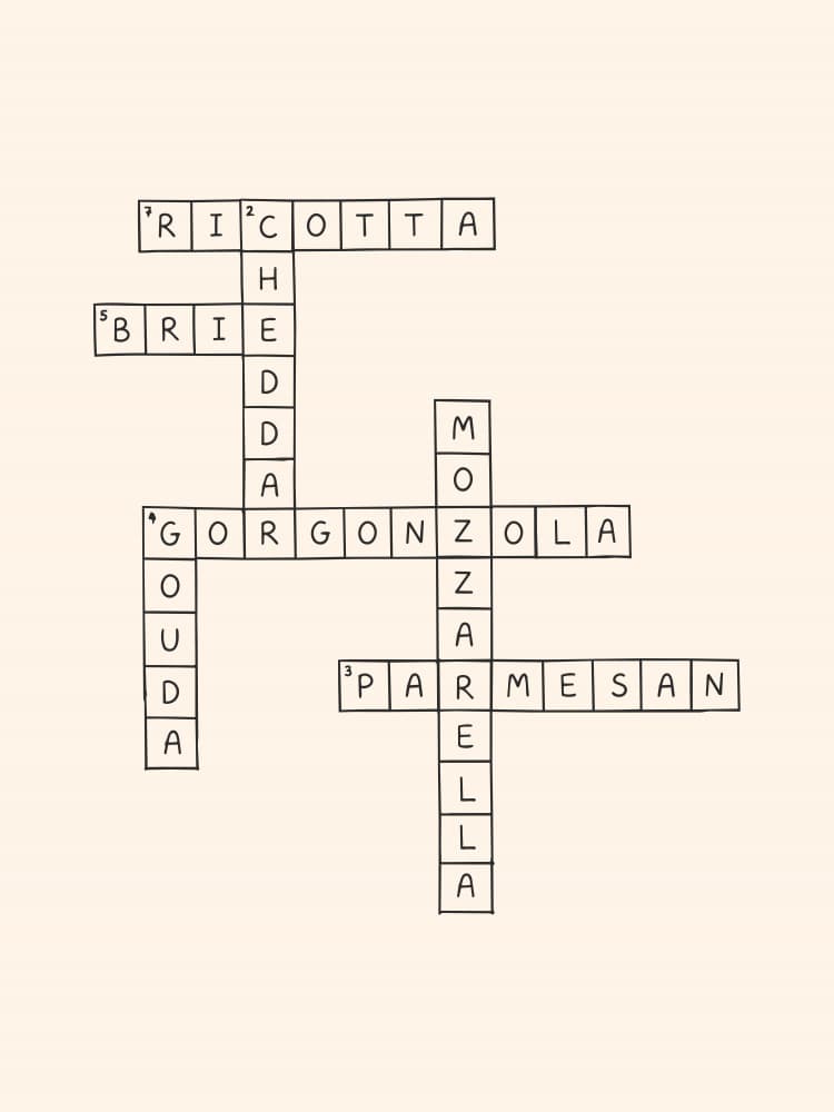 Artisan Cheese Crossword by Mathieu — canvas wall art