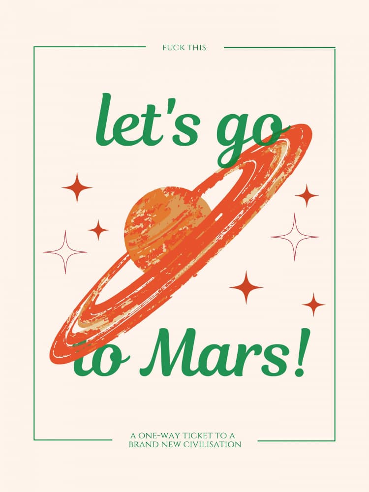 Let's Go To Mars by Nazma Khokhar — canvas wall art