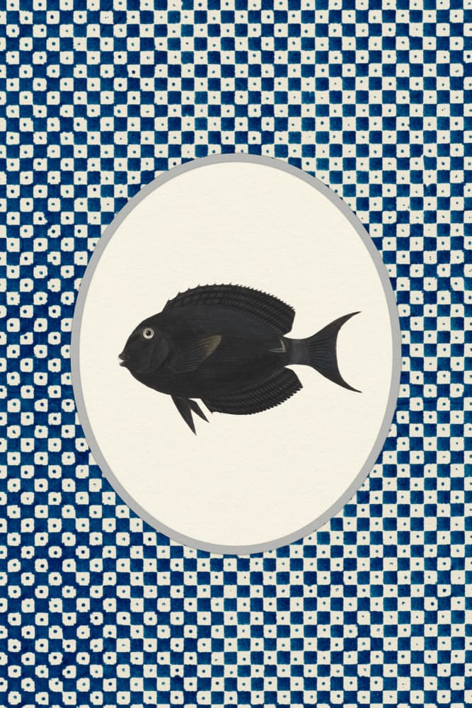 Dark Fish Indigo Pattern by Wild Violets — canvas wall art