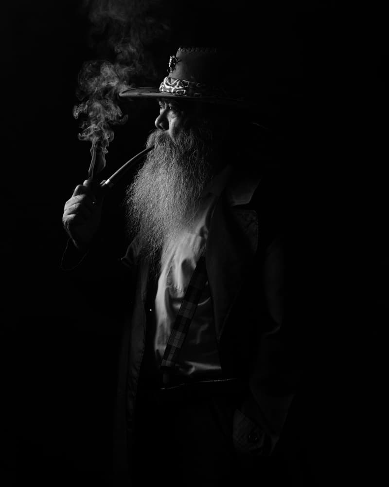 Bearded Man Smoking Pipe by Asep Awaludin — canvas wall art