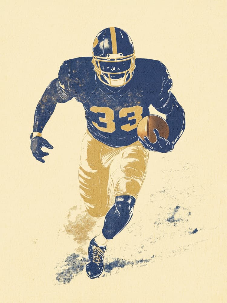Vintage Running Back 33 by Old Artists Studio IV — canvas wall art