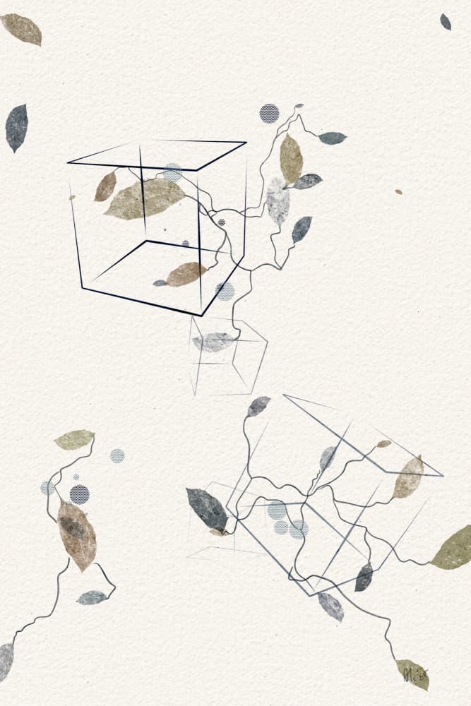 Floating Geometric Leaves by Ankie Kooi — canvas wall art
