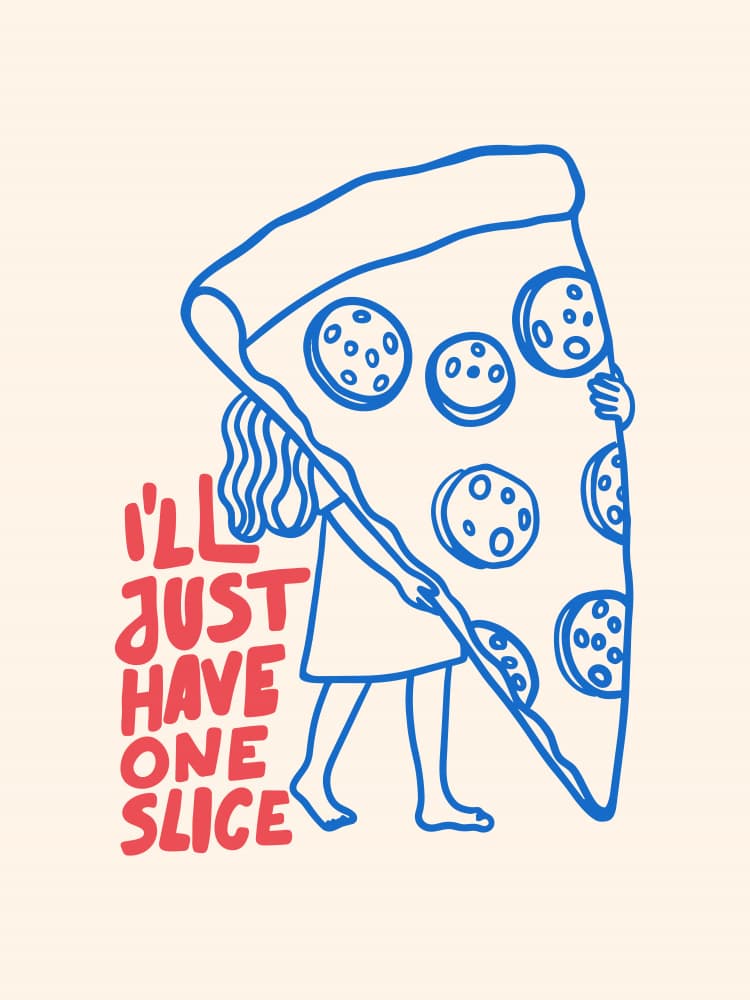Girl with Giant Pizza by Mathieu — canvas wall art