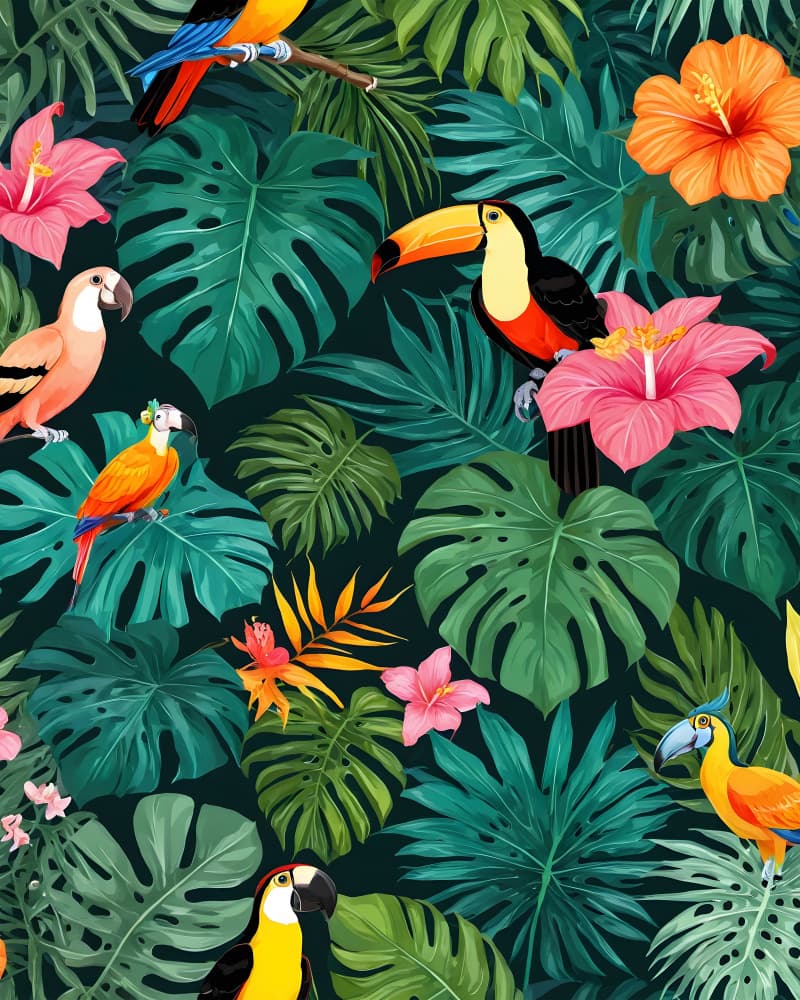 Exotic Jungle Birds by Kintsugi99 — canvas wall art