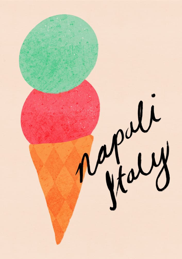 Napoli Italy Gelato Ice Cream Typography Poster by Dirkie Nell — canvas wall art