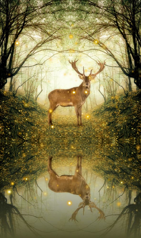 Enchanted Deer Reflection by Marja van den Hurk — canvas wall art