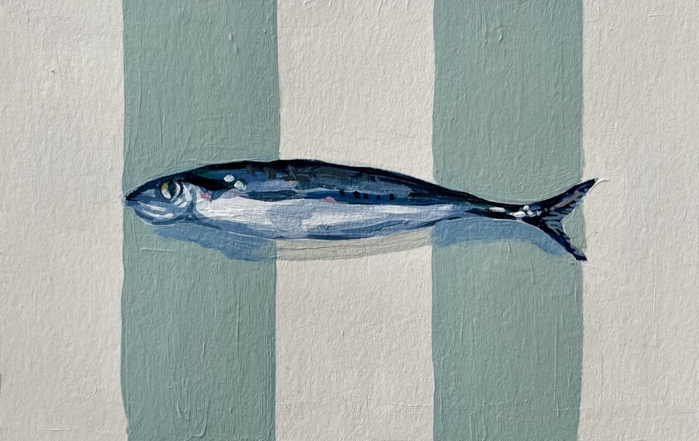 Blue Fish Stripes by Madison Phipps — canvas wall art