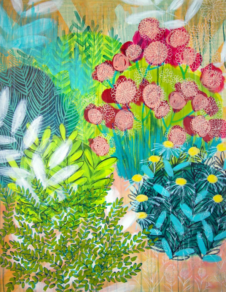 Vibrant Garden Flowers by Shelley Hampe — canvas wall art