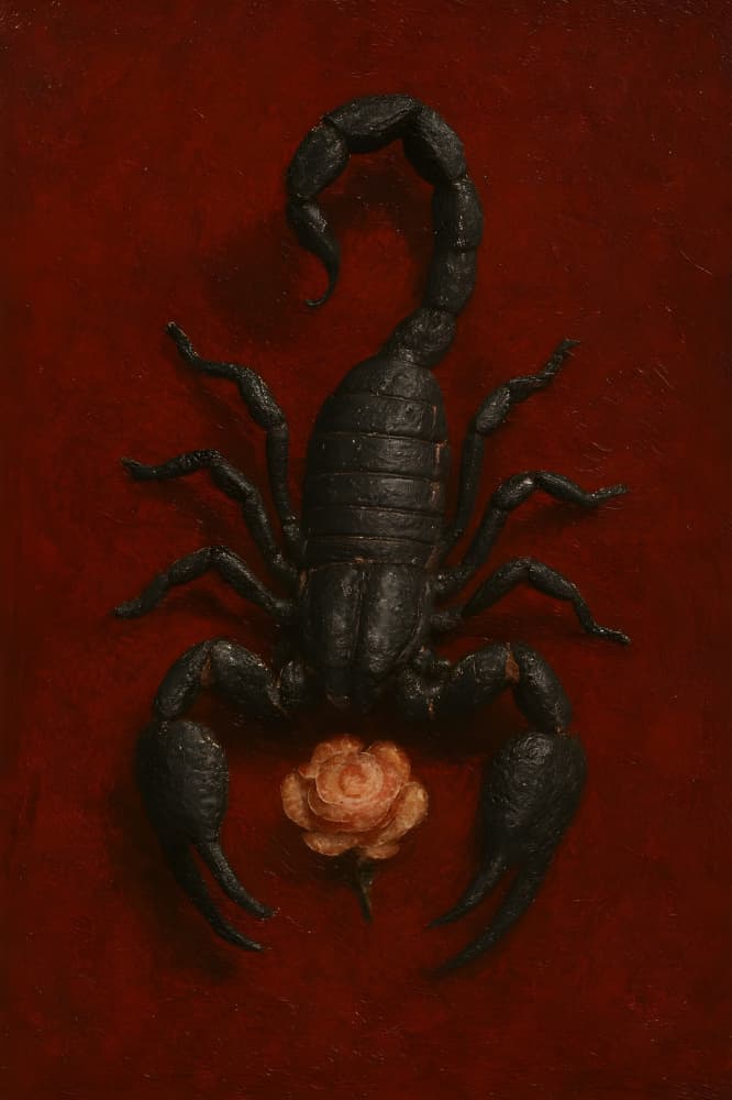 Dark Scorpion And Rose by HUGO — canvas wall art