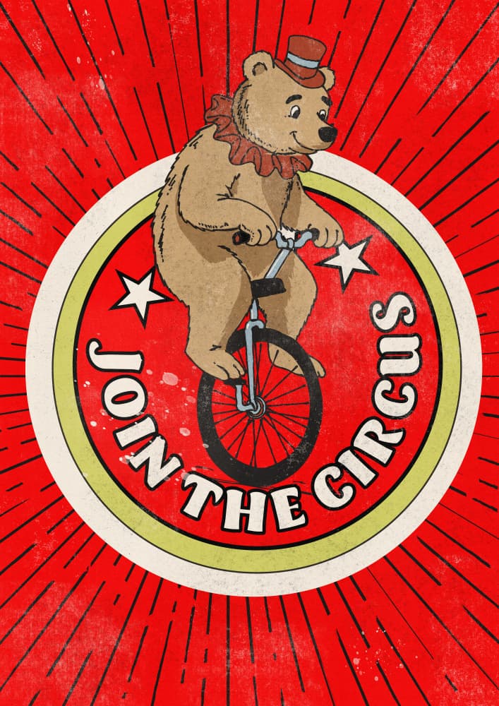 Circus Bear Unicycle Act by Nicholas — canvas wall art