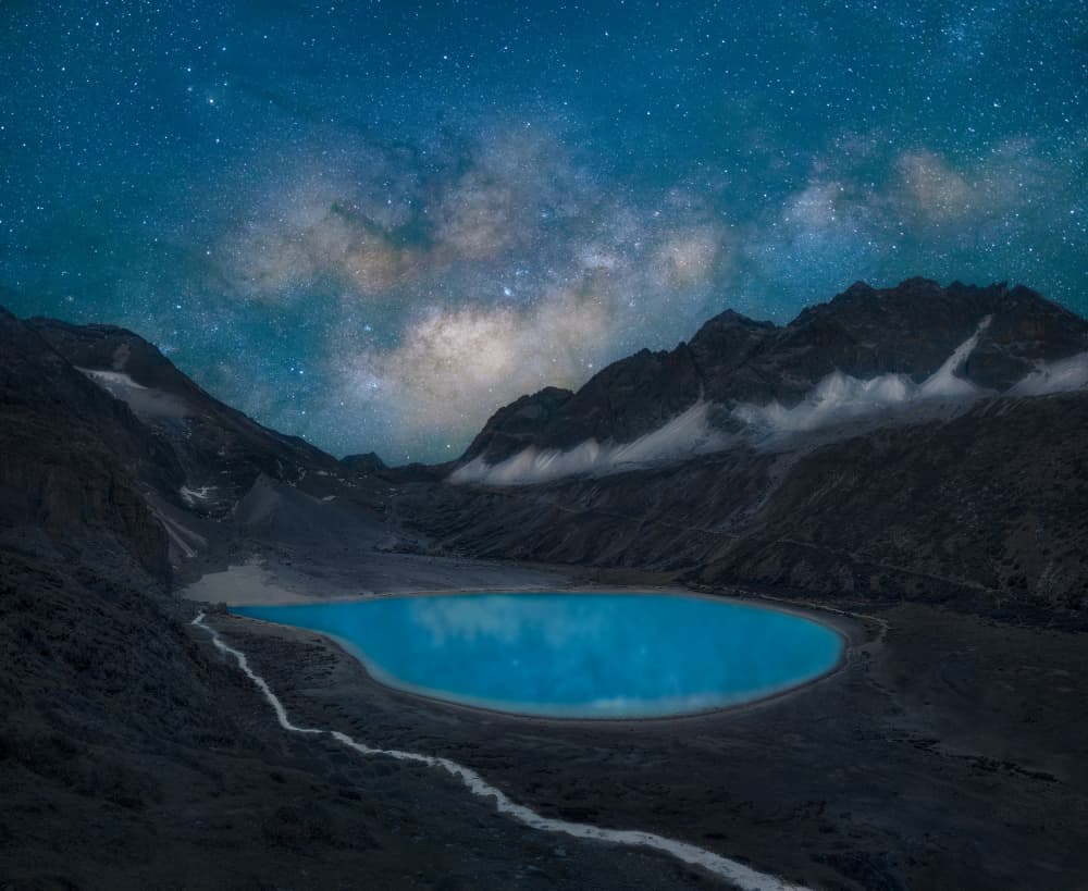 Milky Way Mountain Lake by 吴子诚WuZiCheng — canvas wall art