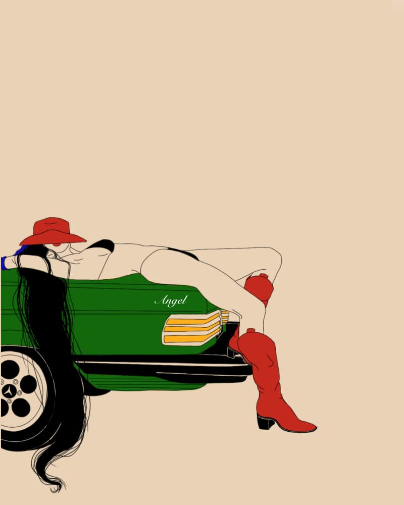 Red Hat Car Style by Juliana Kokolari — canvas wall art