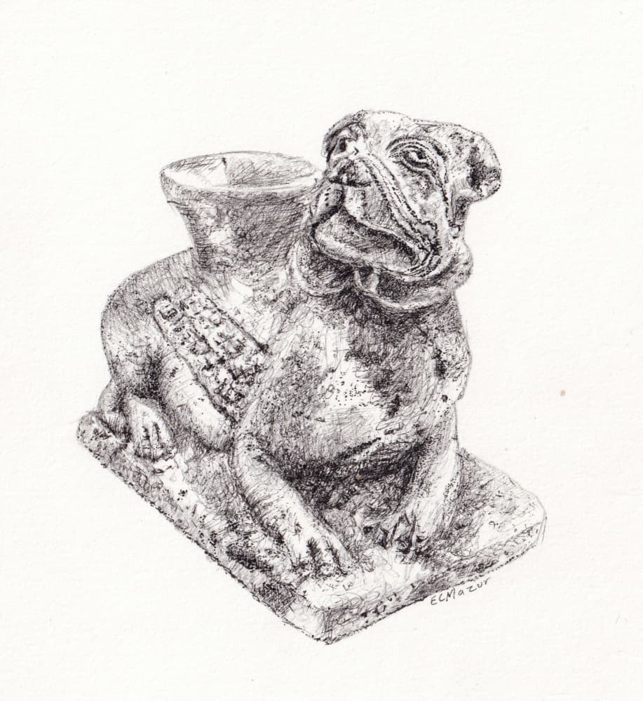 Charming Bulldog Statue by EC Mazur — canvas wall art