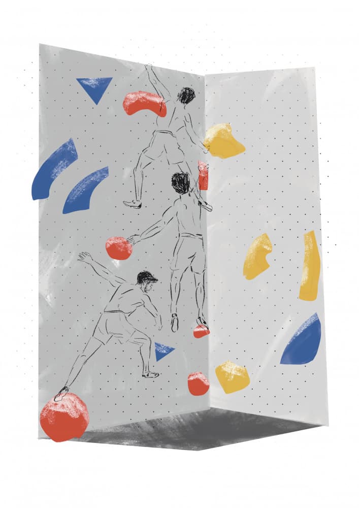 Modern Bouldering Climbers by Charlotte Trudgett — canvas wall art