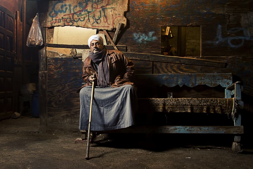 Pensive Man Street Portrait by Mohamed Fawzy Kutp — canvas wall art