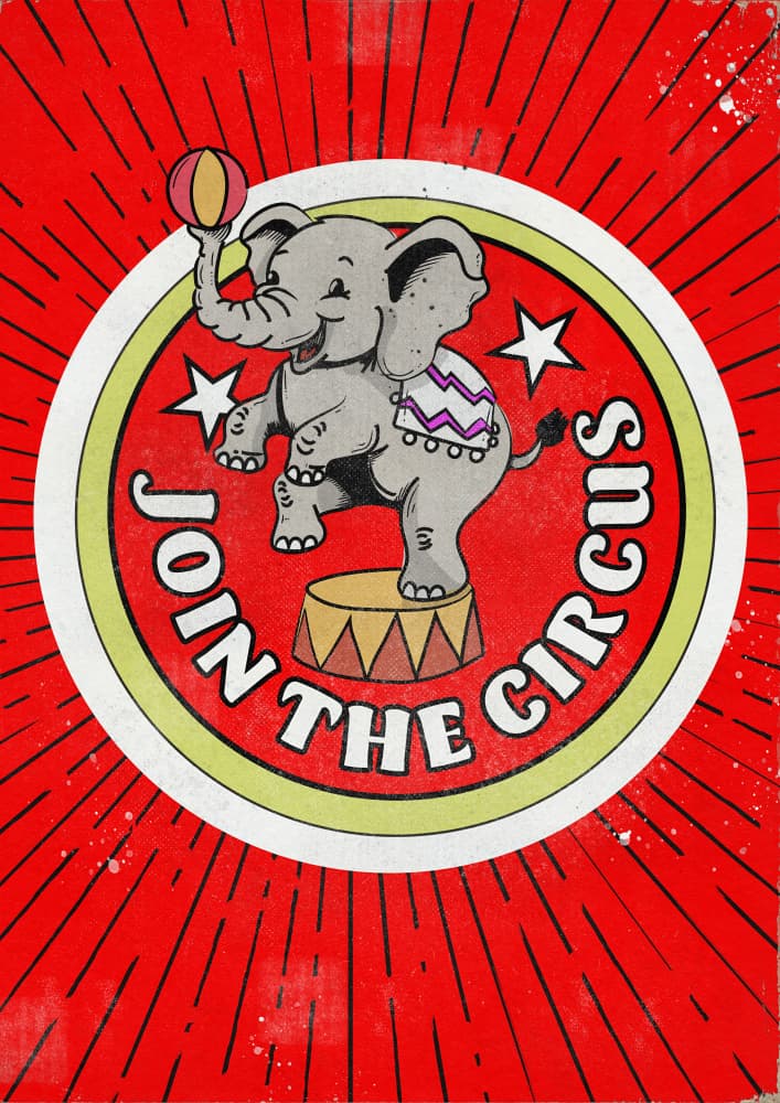 Retro Circus Elephant by Nicholas — canvas wall art