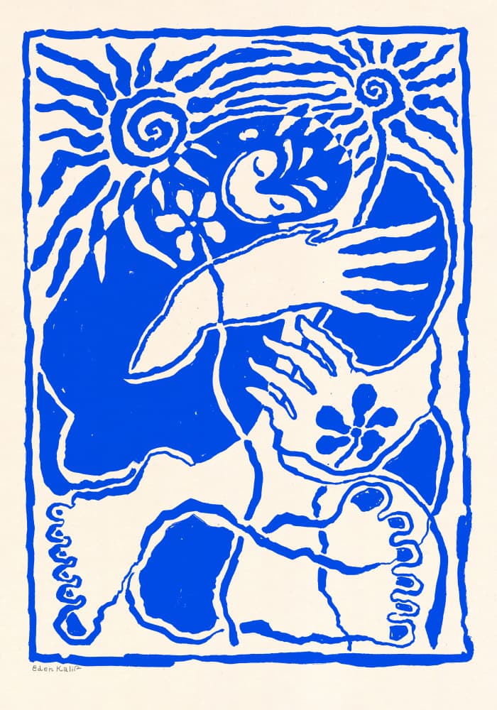 Protection (blue) by EDEN KALIF — canvas wall art