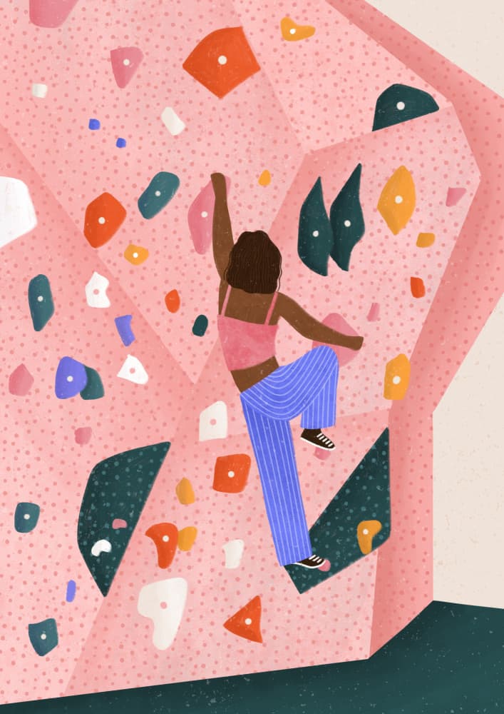 Dynamic Pink Wall Climb by Bea Müller — canvas wall art